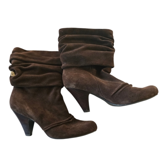 Jessica Simpson Boots Womens Sz 9B Brown Suede Mid Calf Heels Comfty - Picture 1 of 15